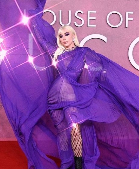 ladygaga Lady Gaga, Mor Elbisesiyle House of Gucci Galasına Damga Vurdu
